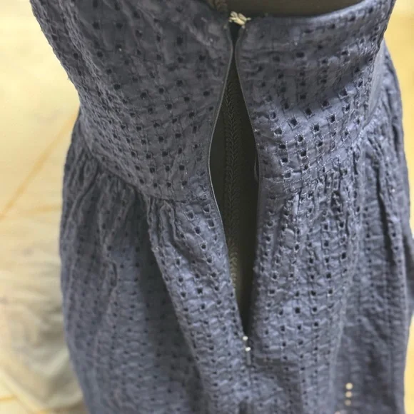 Old Navy Strapless Navy Eyelet Mini Dress | Smocked Summer Tube Dress | Size 8 - Picture 5 of 9